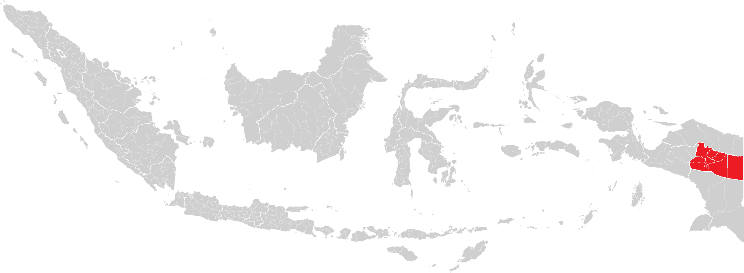 Map of Highland Papua with regency markers