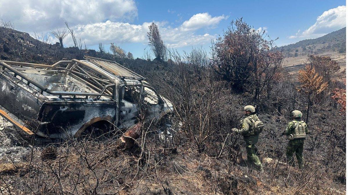 Sisa kendaraan yang hangus terbakar di lokasi penemuan di kawasan Danau Habema